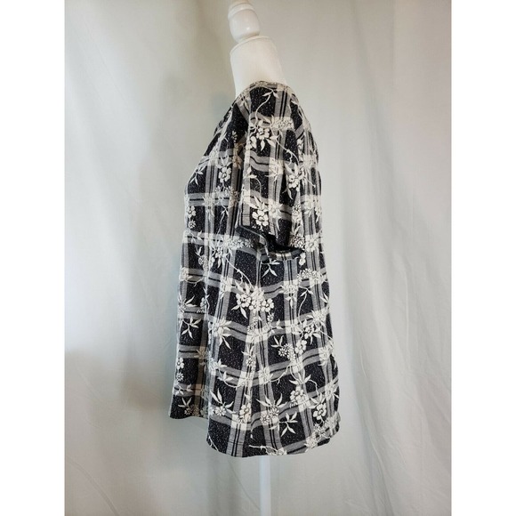 Loft Black and White Tunic Style Top Large Petite (LP) Short Sleeve - Picture 5 of 8